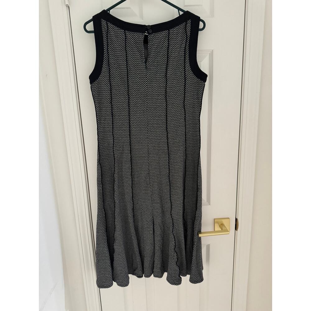 Vintage 90's Sandra Darren Black White Knit Fit & Flare Sleeveless Midi Dress 10 - Picture 9 of 12